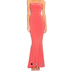 Norma Kamali Strapless Fishtail Gown in Papaya